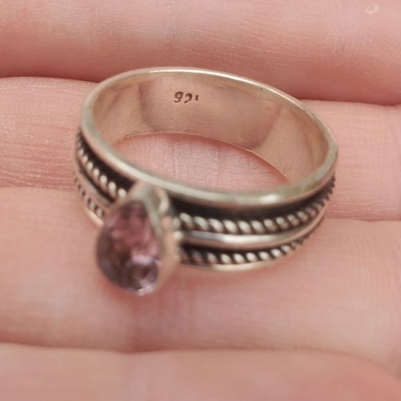 New Pink Topaz 925 Silver Spinner Meditation Ring. - Picture 3 of 11